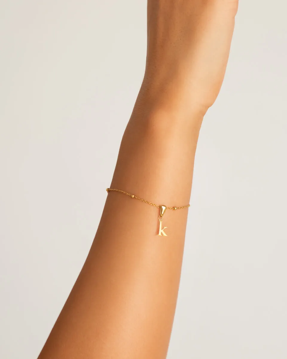Lowercase Initial Sphere Chain Bracelet (Gold)