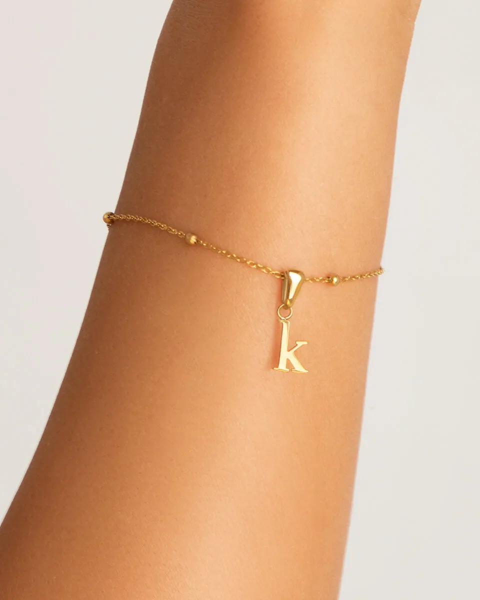 Lowercase Initial Sphere Chain Bracelet (Gold)