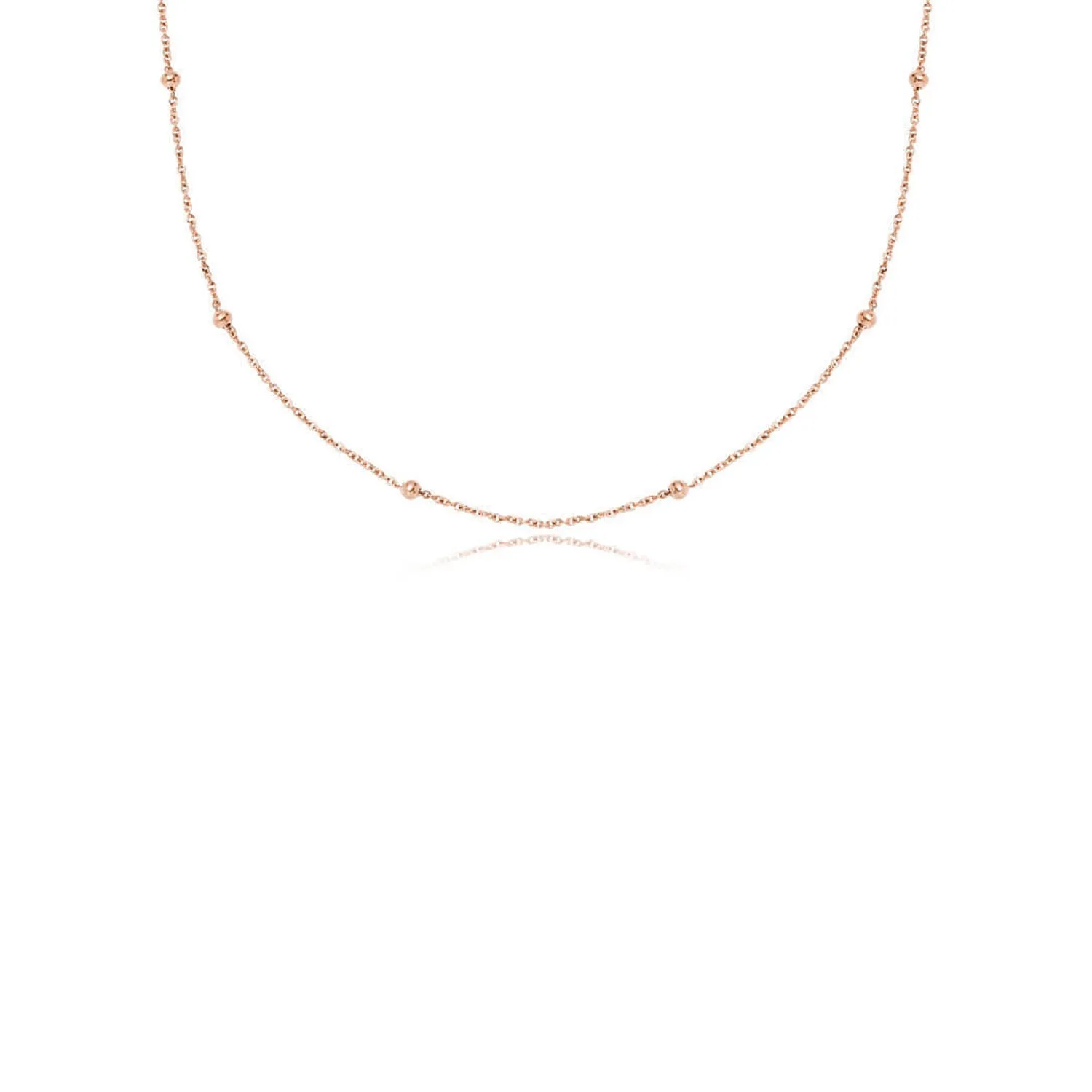 Lowercase Initial Sphere Chain Necklace (Rose Gold)