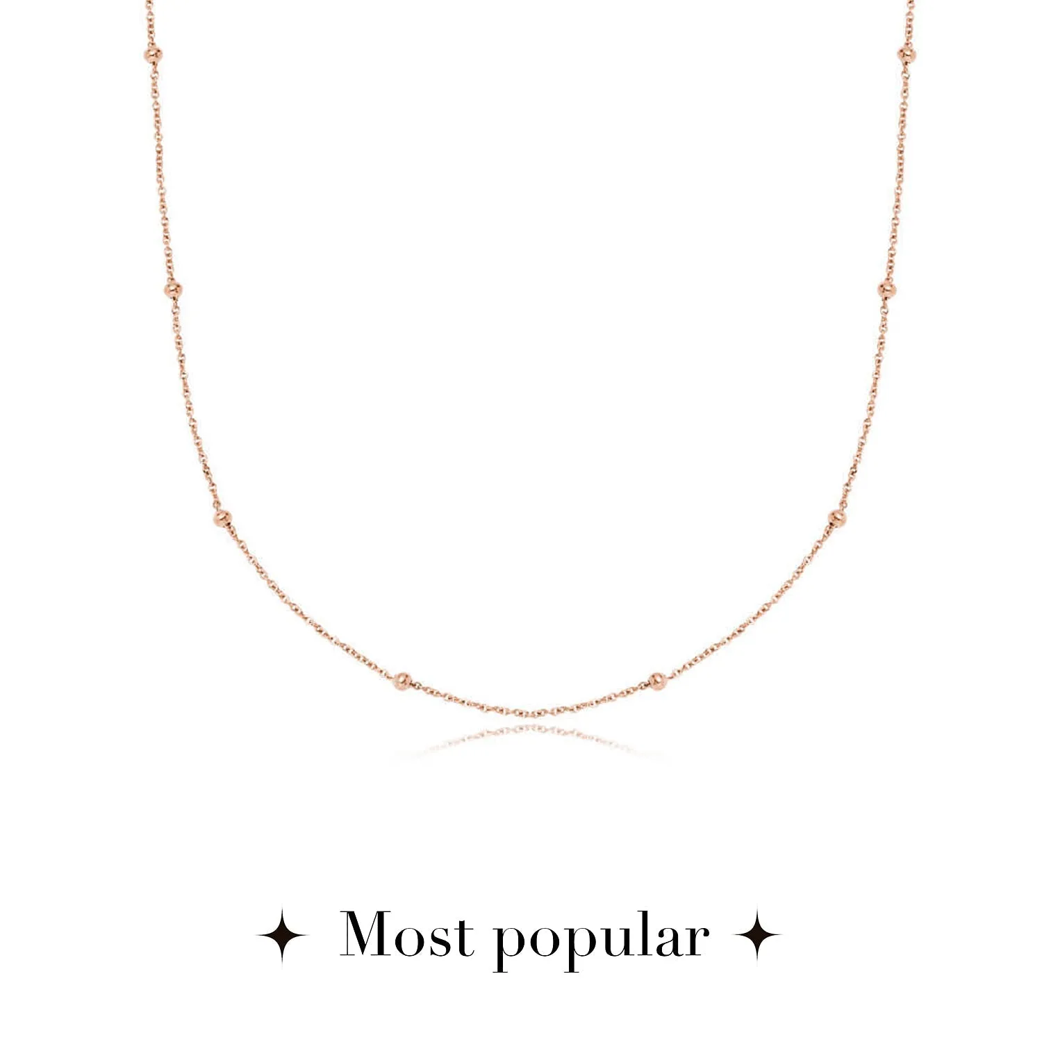 Lowercase Initial Sphere Chain Necklace (Rose Gold)