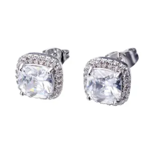 Luxury Female White Square Stud Earring Fashion 925 Sterling Silver Filled Double Earrings For Women New Year Gifts