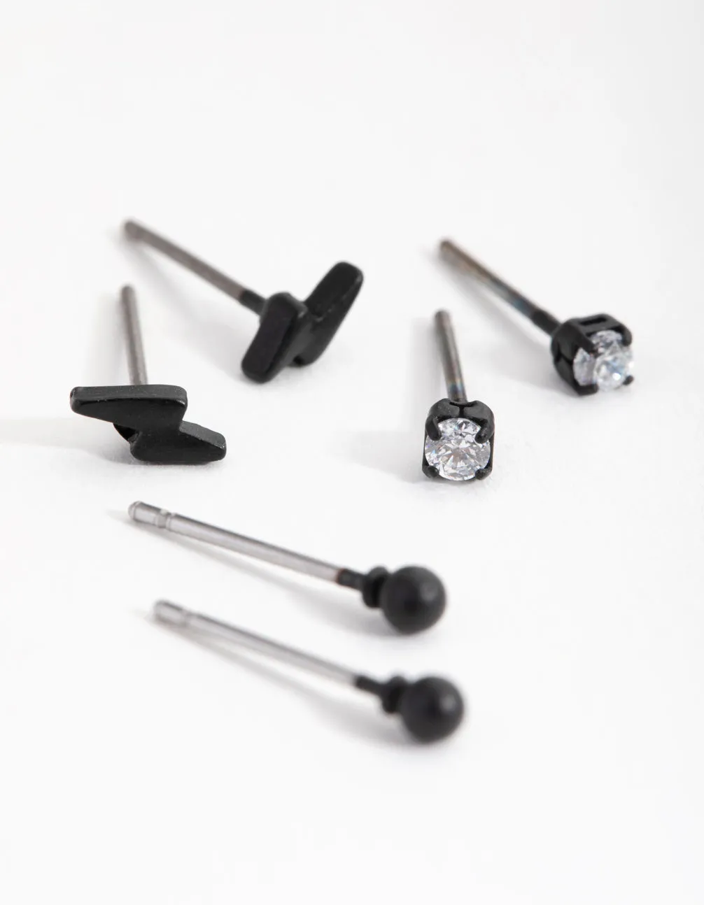 Matte Bolt & Diamante Earrings