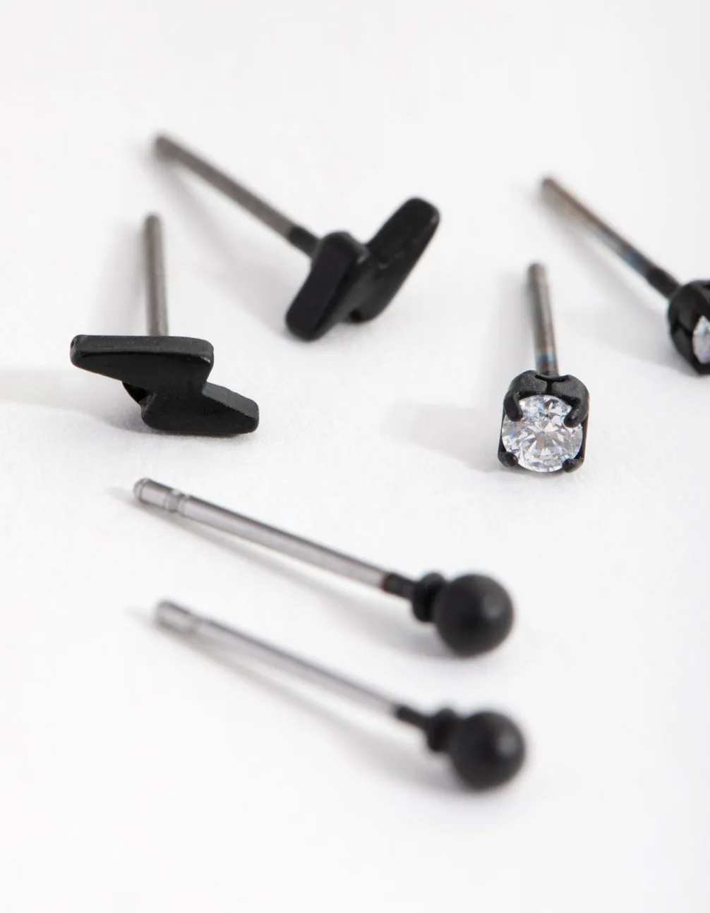 Matte Bolt & Diamante Earrings