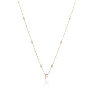Mini Letter Sphere Chain Necklace (Rose Gold)