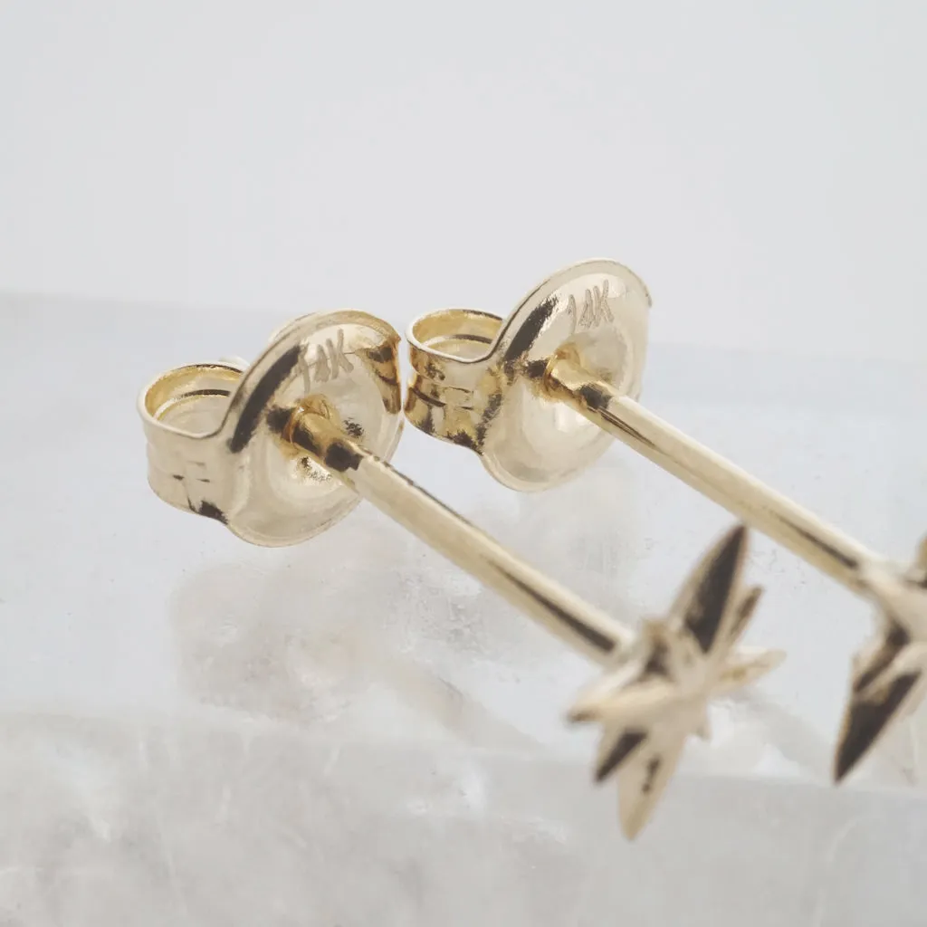 Mini Starburst Studs, 14k Gold