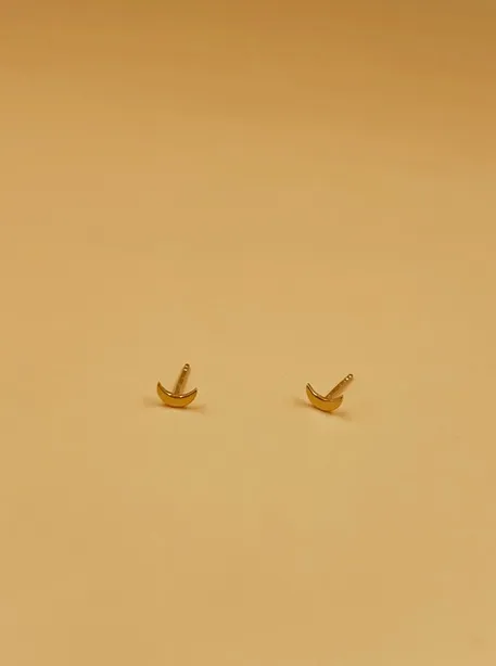 Miniature Crescent Moon Sterling Silver Studs