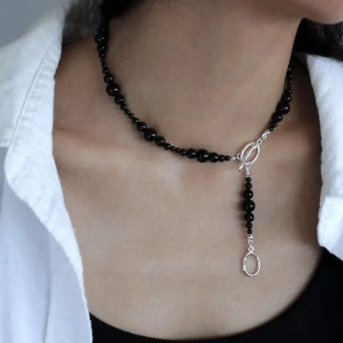 Minimalist Black Onyx Beads Necklace