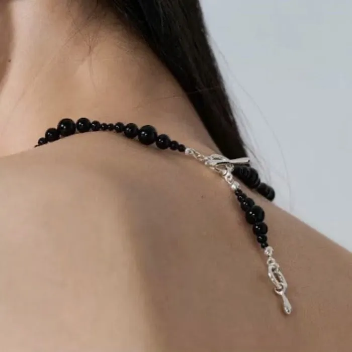 Minimalist Black Onyx Beads Necklace