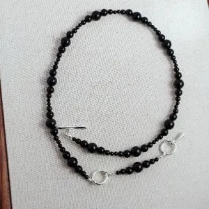 Minimalist Black Onyx Beads Necklace
