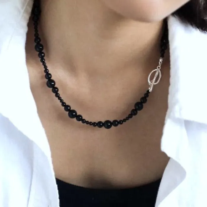 Minimalist Black Onyx Beads Necklace
