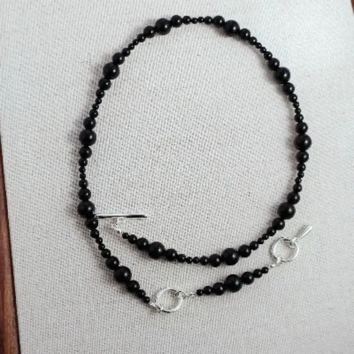 Minimalist Black Onyx Beads Necklace