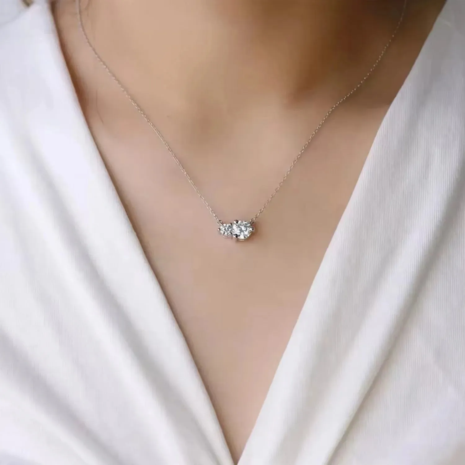 Moissanite Twin Pendant Necklace - Irosk Australia ®