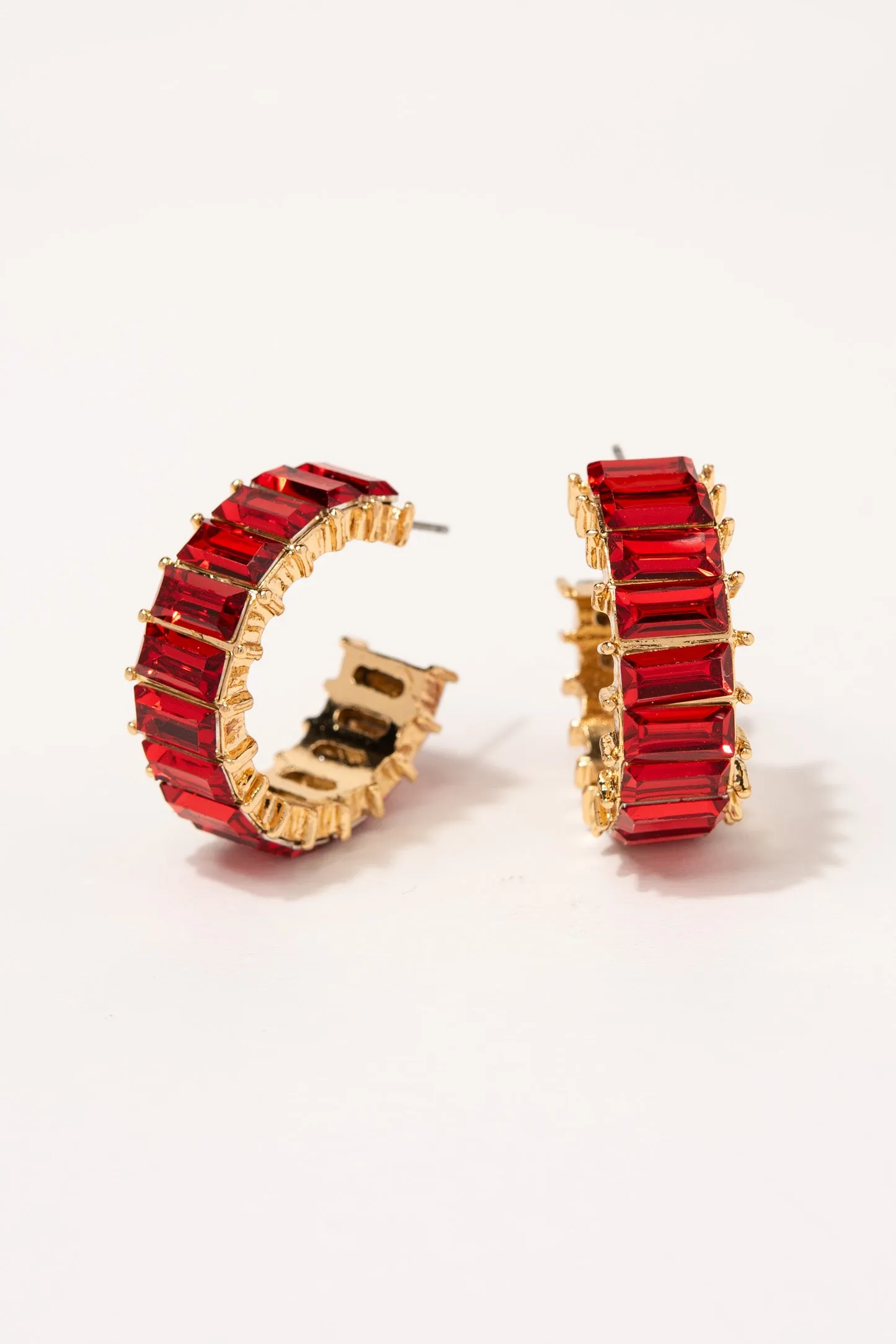 Nadia Rhinestone Baguette Open Hoops
