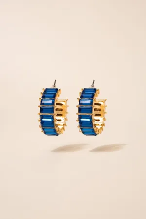 Nadia Rhinestone Baguette Open Hoops