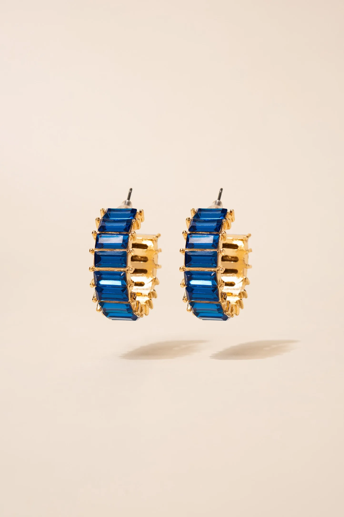Nadia Rhinestone Baguette Open Hoops