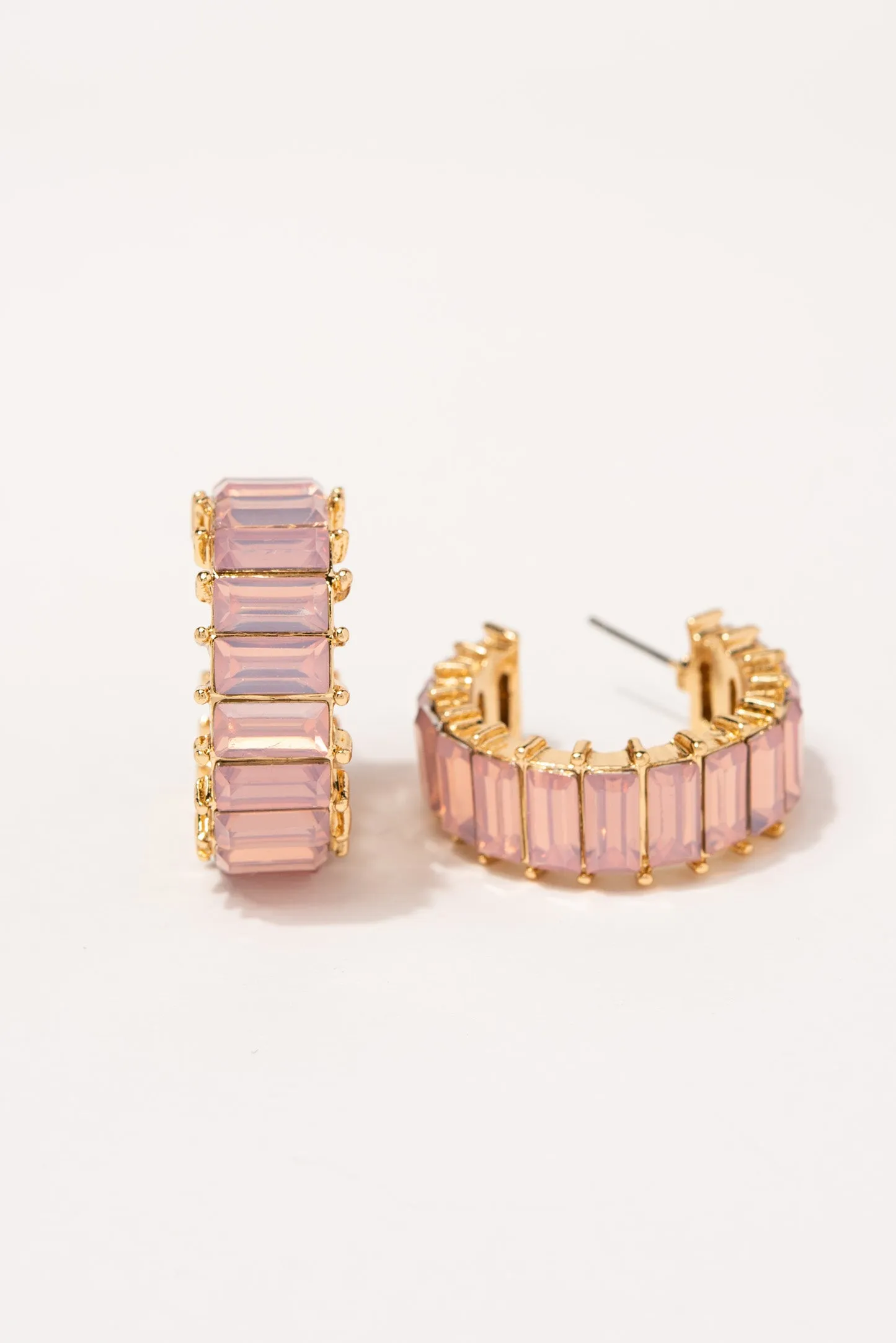 Nadia Rhinestone Baguette Open Hoops
