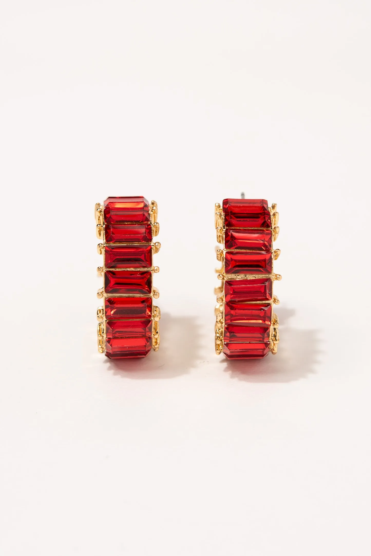 Nadia Rhinestone Baguette Open Hoops