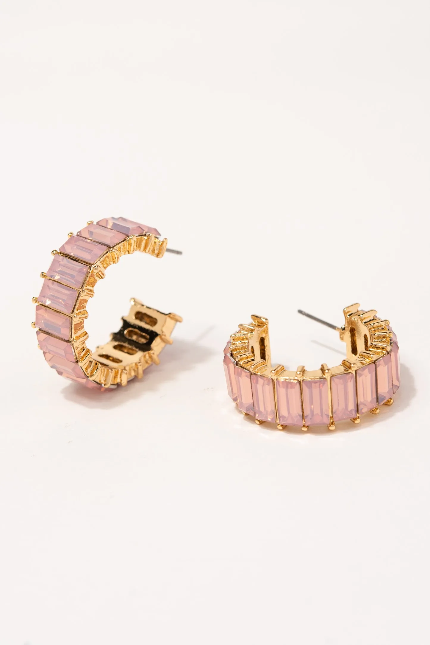 Nadia Rhinestone Baguette Open Hoops