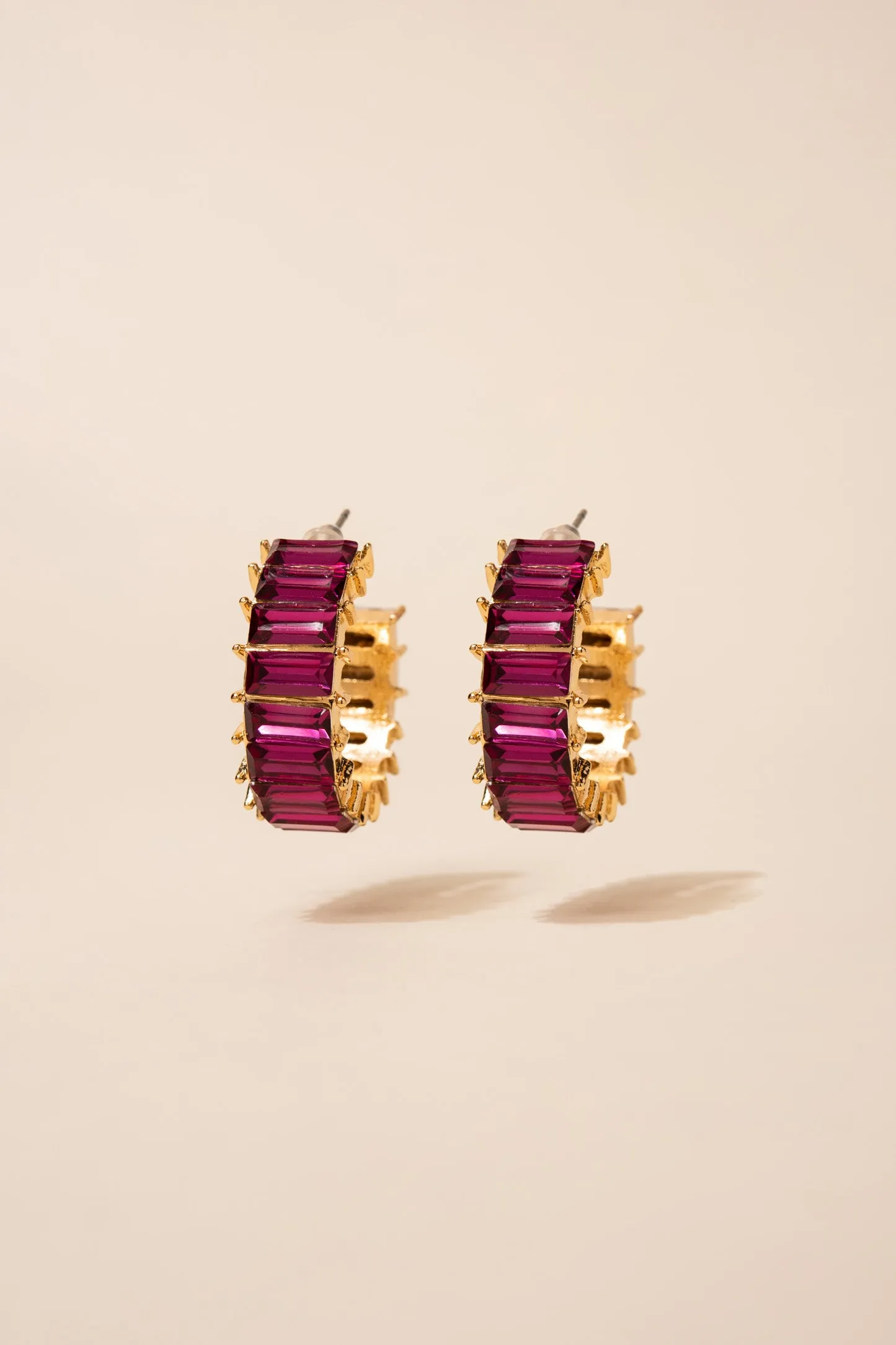 Nadia Rhinestone Baguette Open Hoops