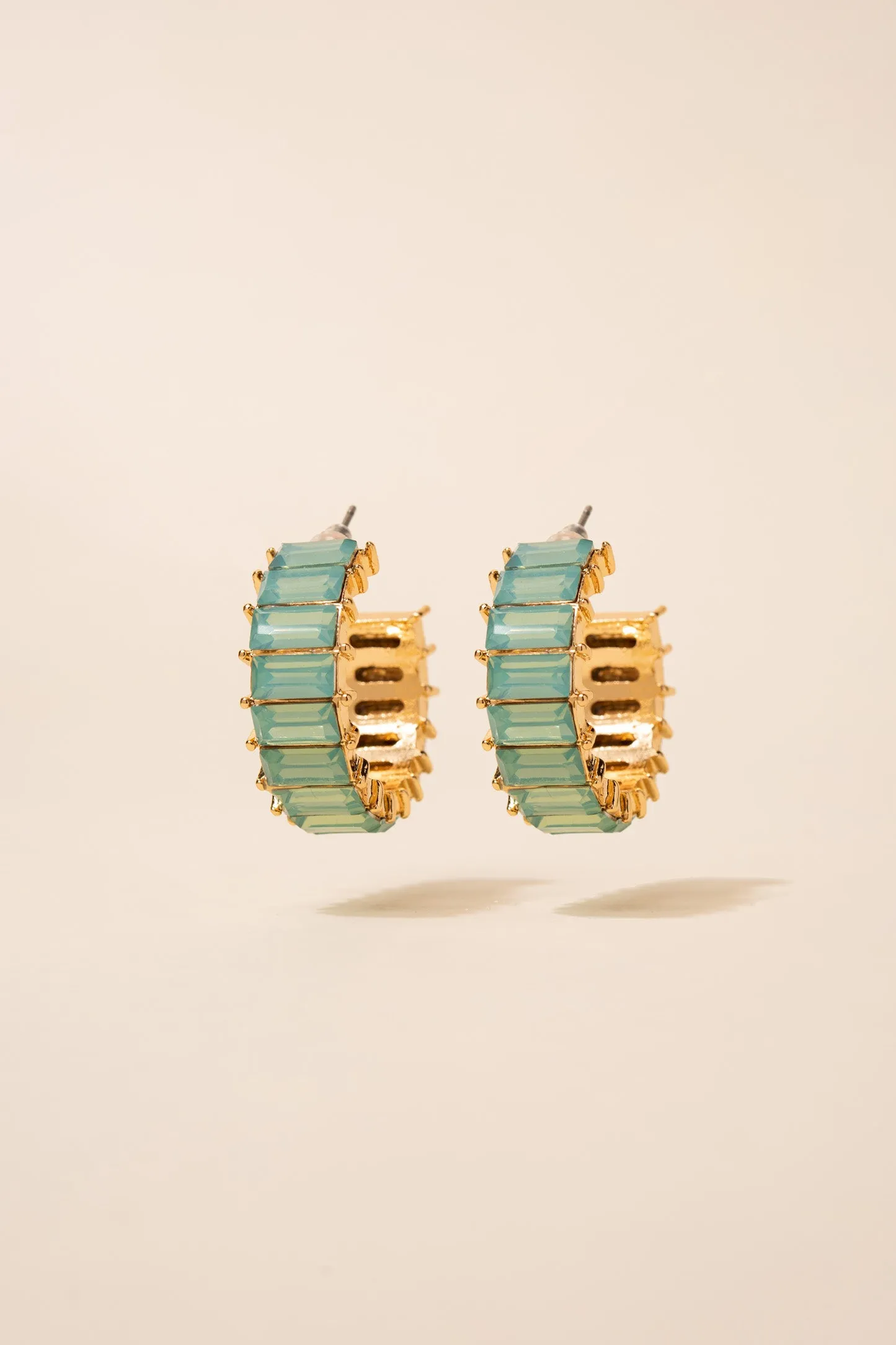Nadia Rhinestone Baguette Open Hoops