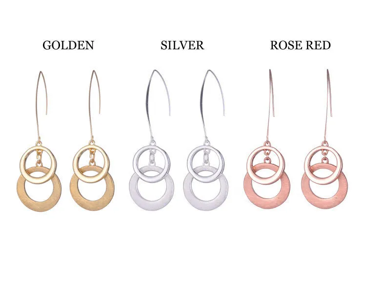 New arrival design fashion element gold silver hollow circle drop earrings