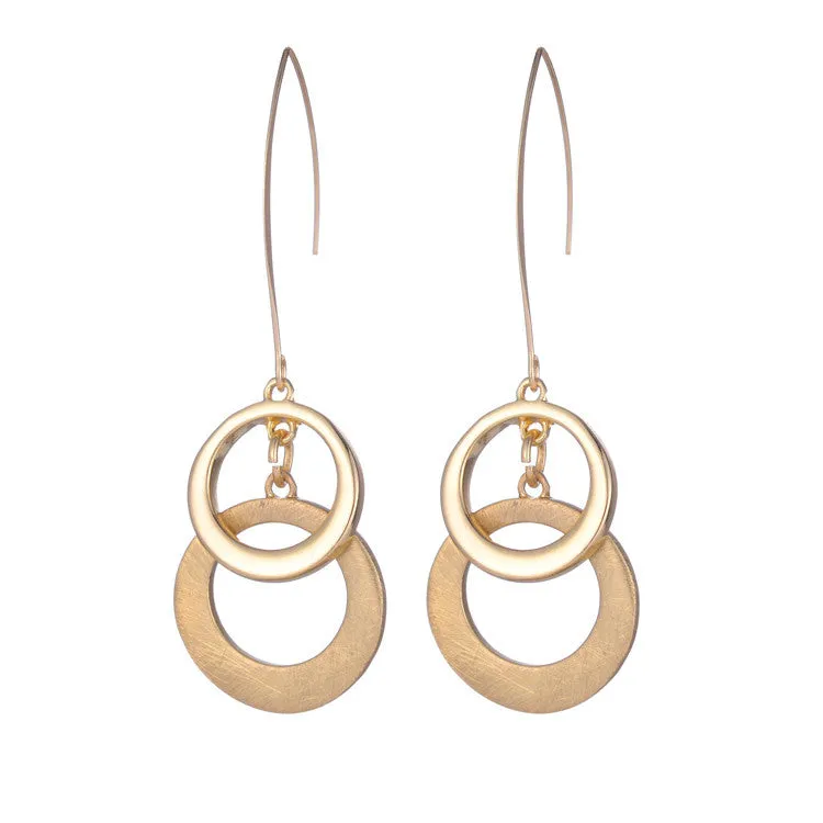 New arrival design fashion element gold silver hollow circle drop earrings