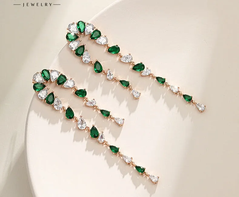New Fashion style exaggerated long tassel drop earrings new trendy high-end earrings
