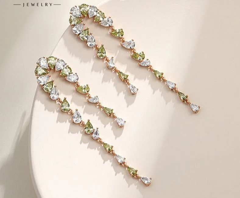 New Fashion style exaggerated long tassel drop earrings new trendy high-end earrings