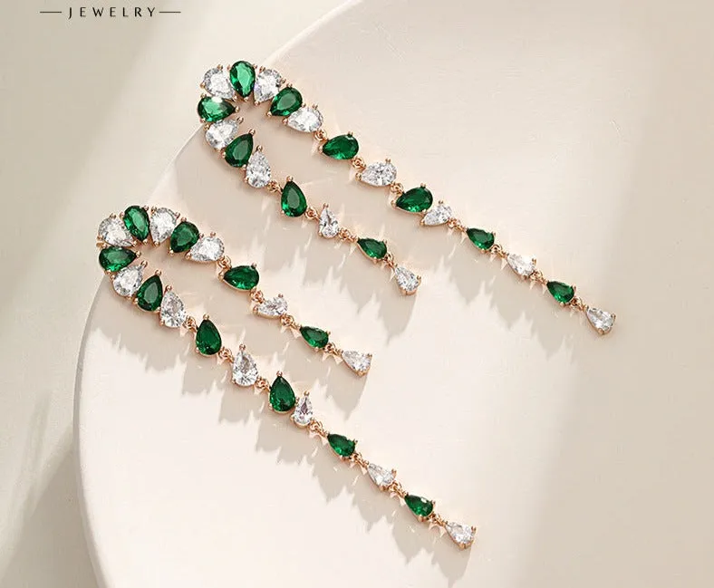 New Fashion style exaggerated long tassel drop earrings new trendy high-end earrings