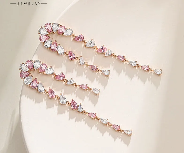 New Fashion style exaggerated long tassel drop earrings new trendy high-end earrings