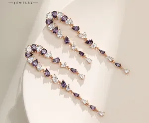 New Fashion style exaggerated long tassel drop earrings new trendy high-end earrings