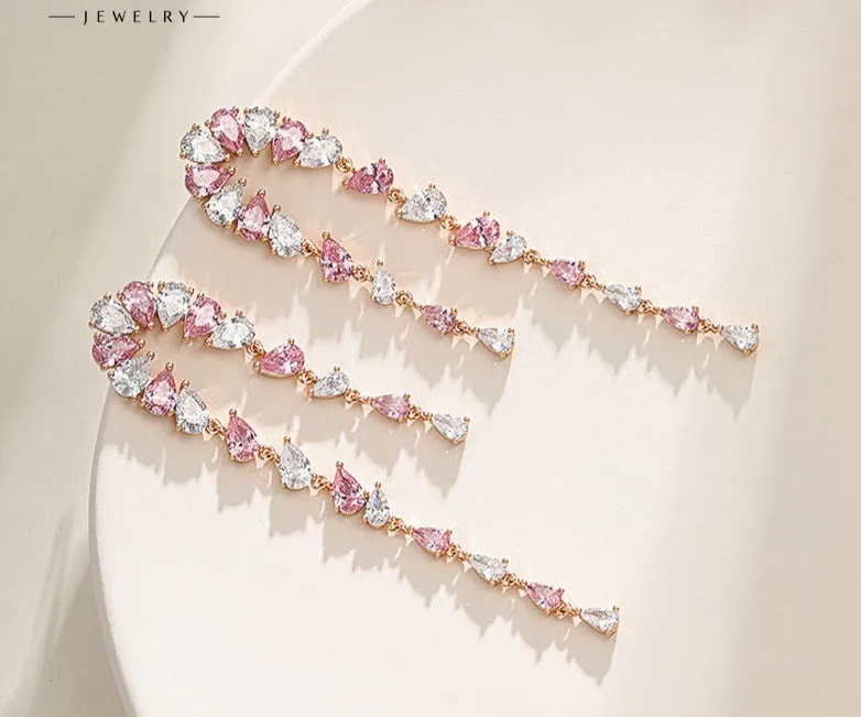New Fashion style exaggerated long tassel drop earrings new trendy high-end earrings
