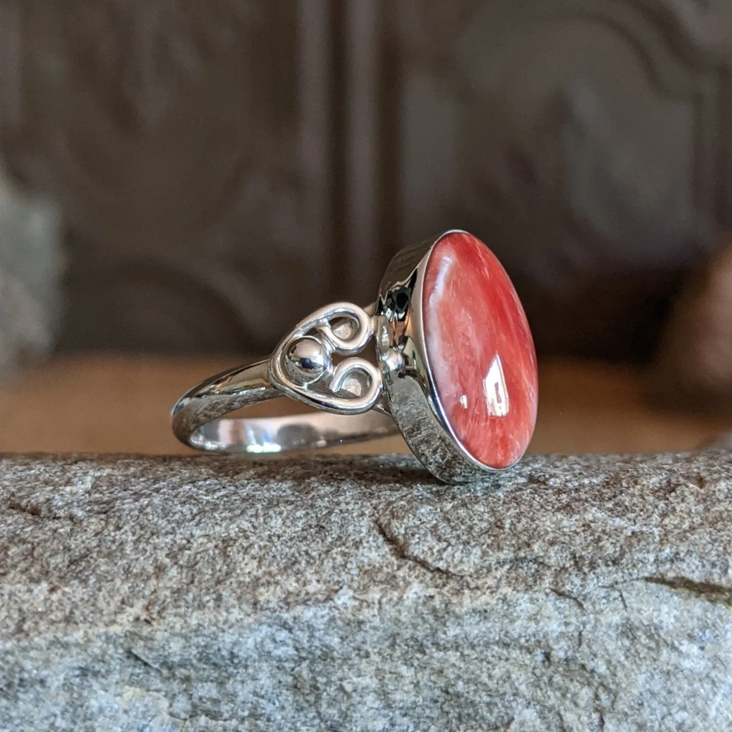 Orange Spiny Oyster Shell Ring by Cathy Webster SWSG-RNG-0016