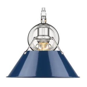 Orwell 1-Light Wall Sconce in Chrome with Navy Blue Shade