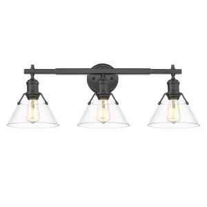 Orwell 3-Light Bath Vanity in Matte Black with Clear Glass Shades