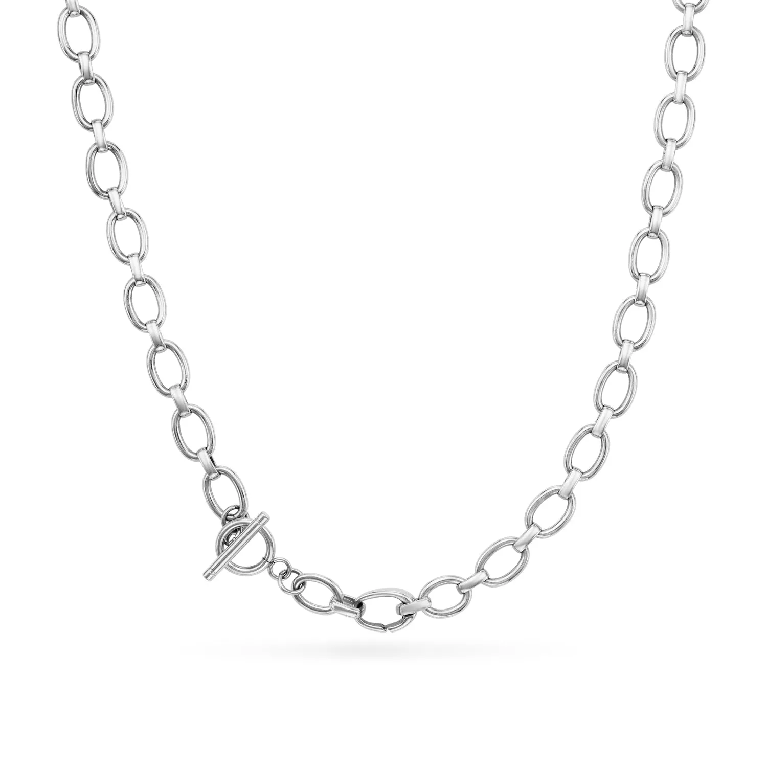 Oval Link Chain Necklace (Silver)