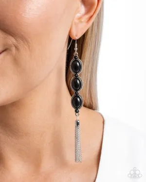 Paparazzi Earring ~ Fringe Fuel - Black