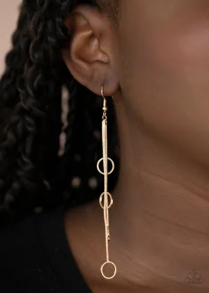 Paparazzi Earring ~ Full Swing Shimmer - Gold