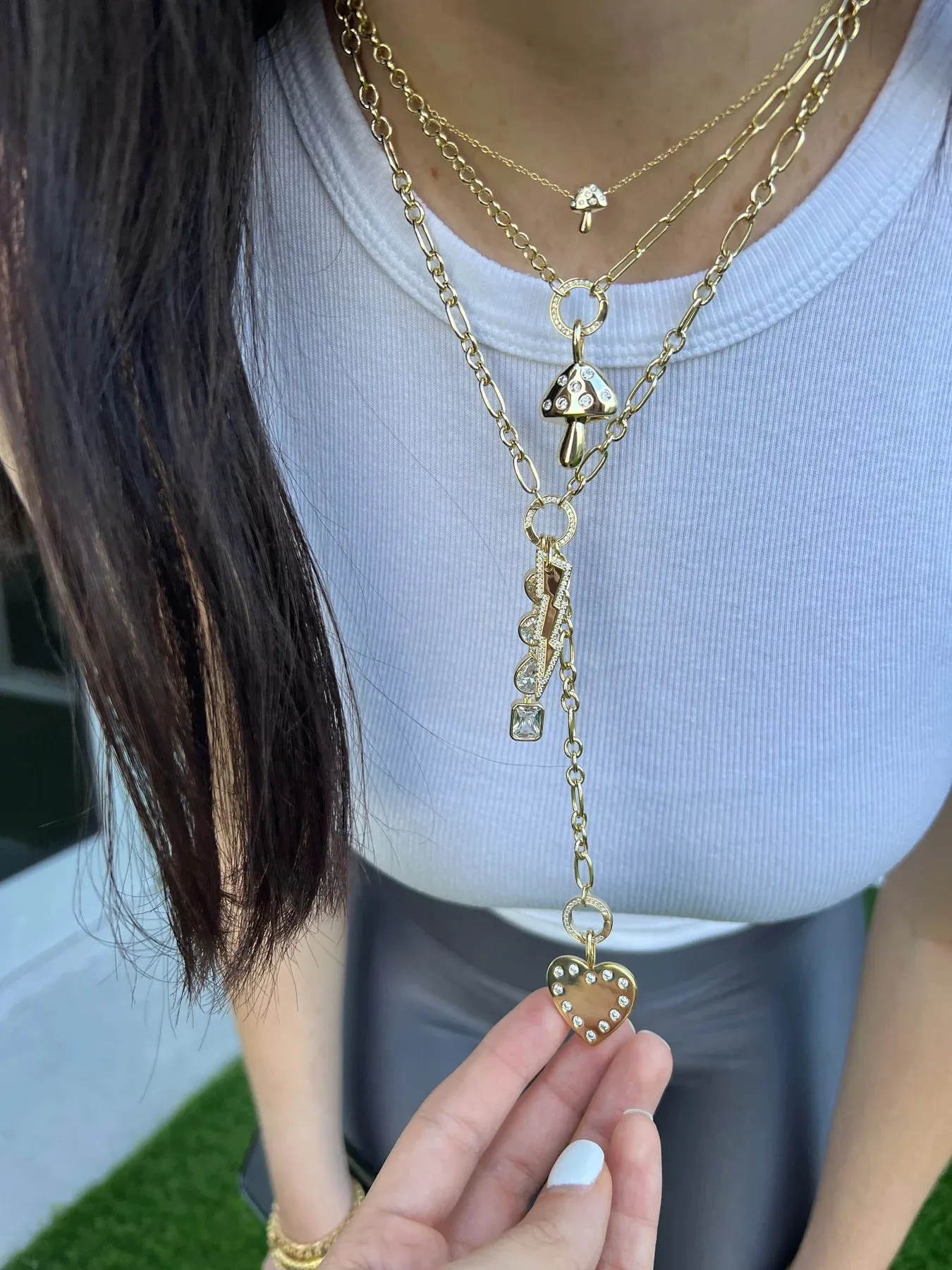 Pave Push Clasp Lariat Necklace