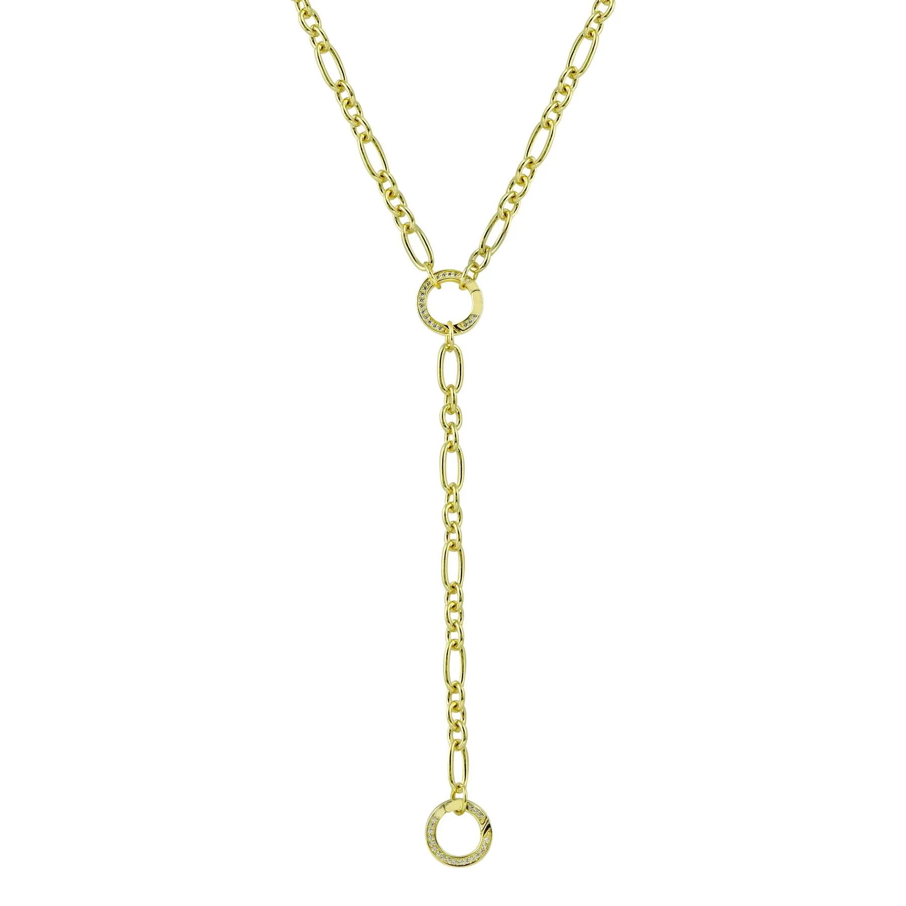 Pave Push Clasp Lariat Necklace