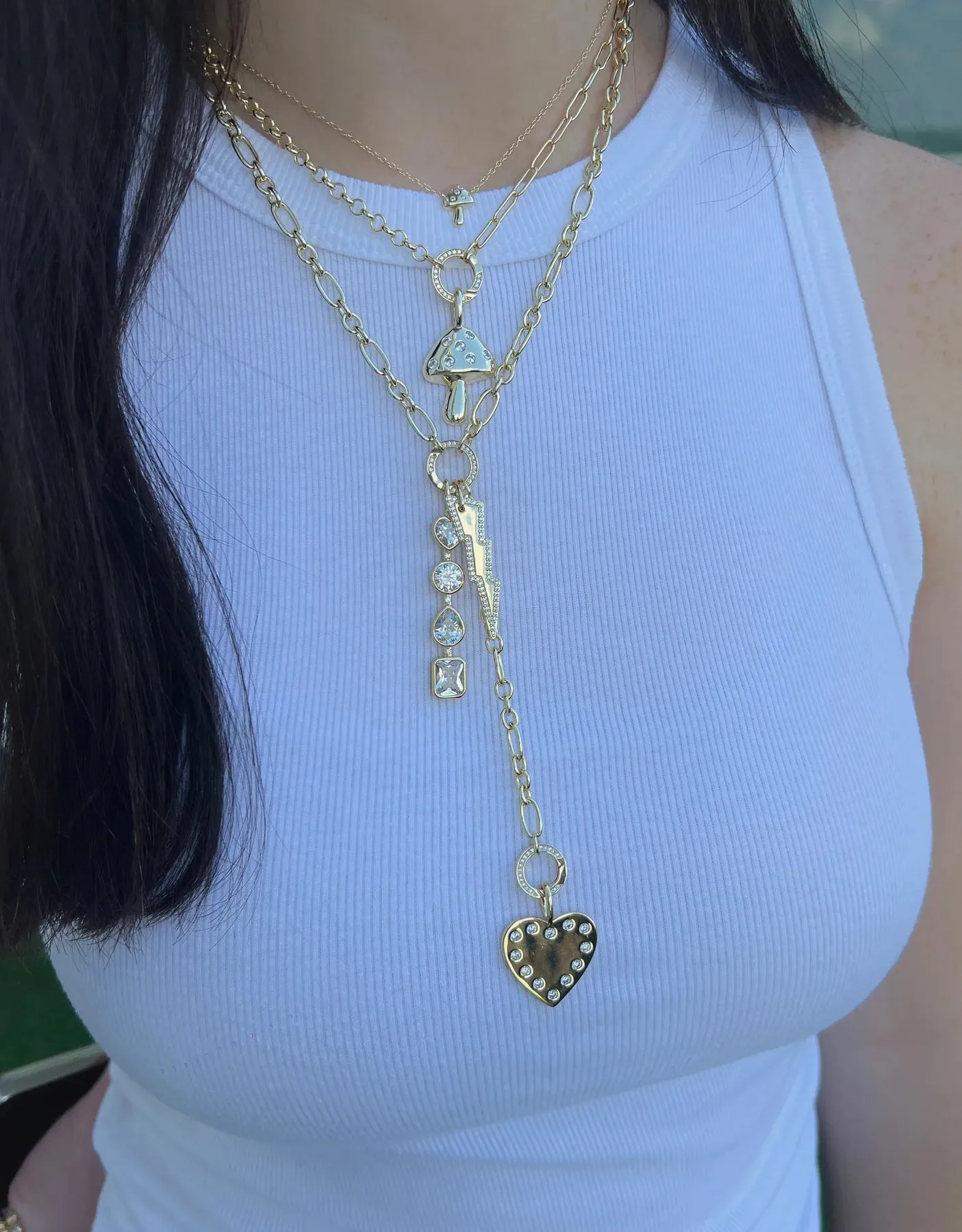 Pave Push Clasp Lariat Necklace