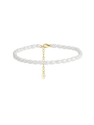 Pearl Anklet Real Natural Freshwater Pearl Anklet Luxury 18K Gold Plated Sterling Silver Hypoallergenic KESLEY Jewelry