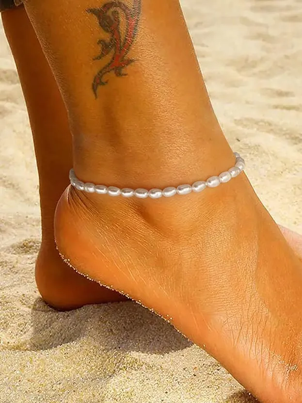 Pearl Anklet Real Natural Freshwater Pearl Anklet Luxury 18K Gold Plated Sterling Silver Hypoallergenic KESLEY Jewelry