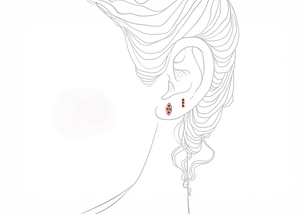Petite Pave Ruby Bar Studs
