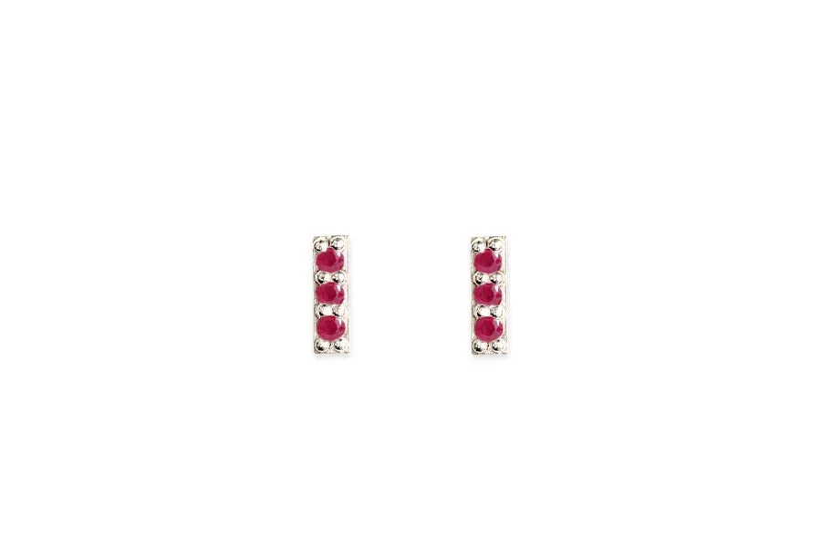 Petite Pave Ruby Bar Studs