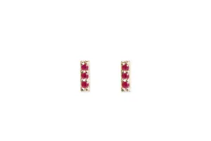 Petite Pave Ruby Bar Studs