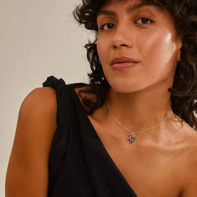 Pilgrim LOVE TAG, recycled LOVE necklace silver - plated