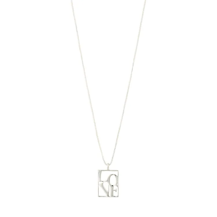 Pilgrim LOVE TAG, recycled LOVE necklace silver - plated