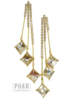 Posh By Pink Panache Rhinestone Diamond Drops In Gold
