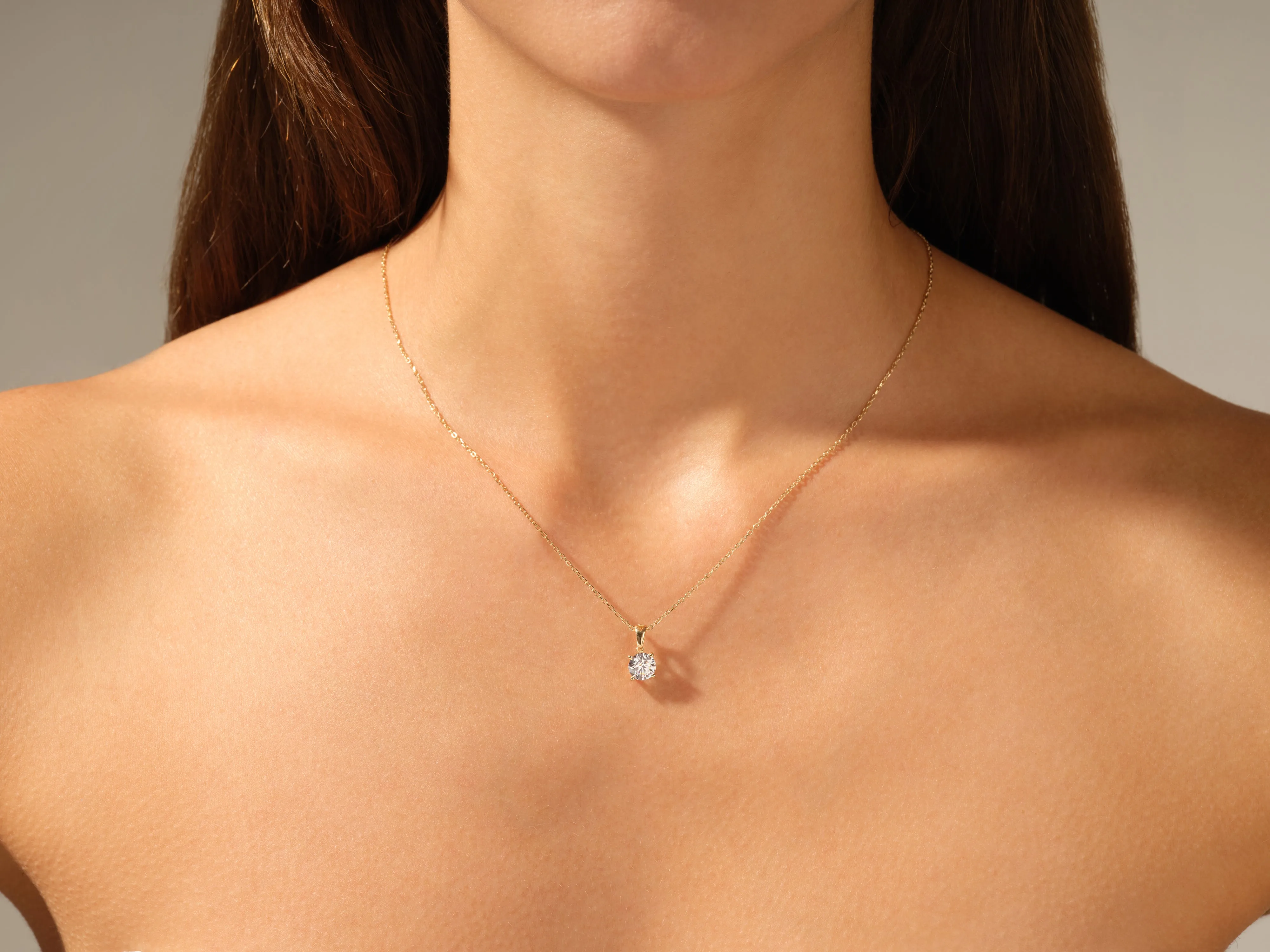 Prong Set Round Cut Moissanite Solitaire Pendant (1.00 CT)
